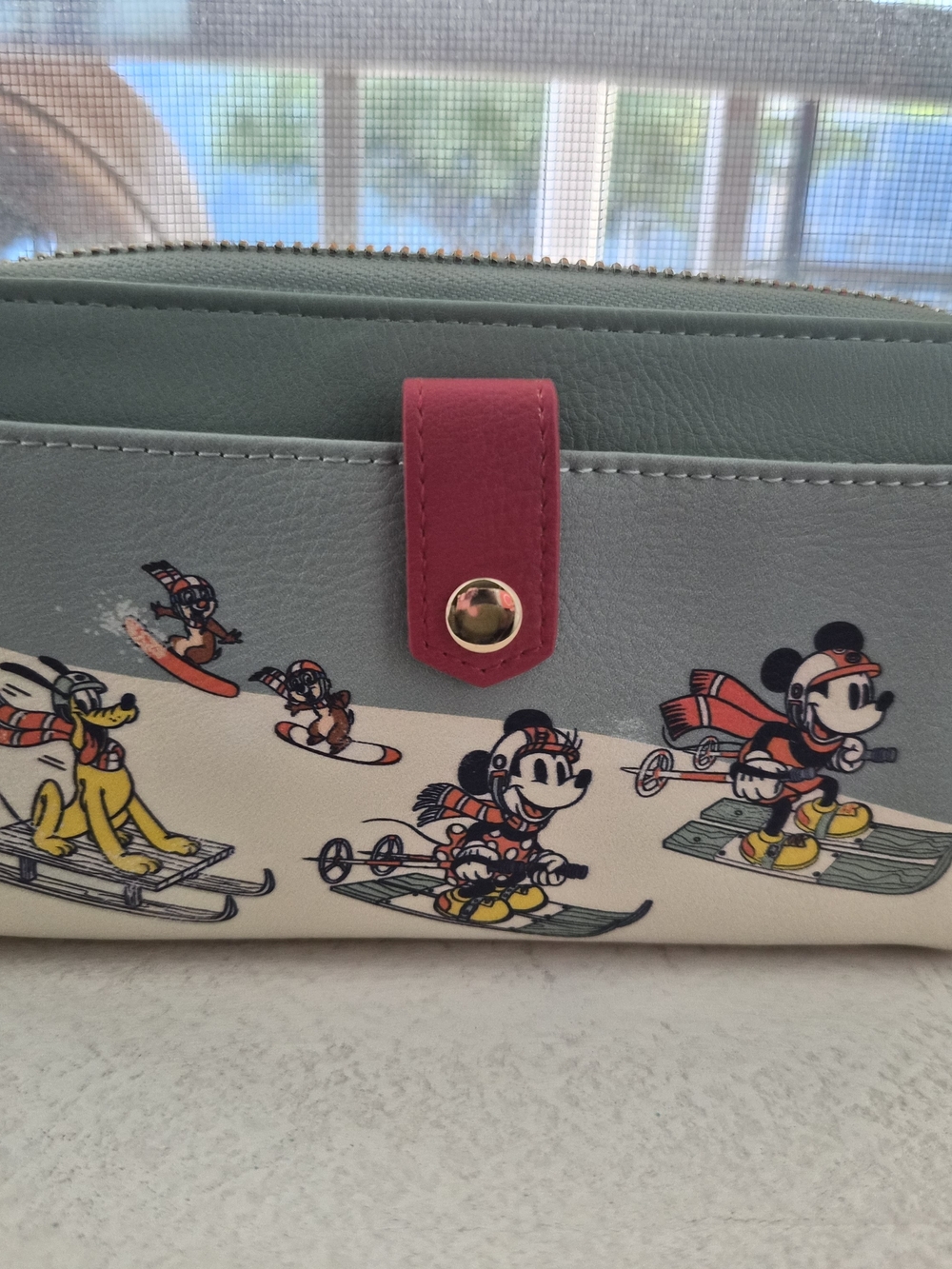 Loungefly Mint and Pink Disney Ski Character Cosmetic Pouch